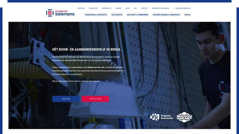 Website van Bouwbedrijf Balemans B.V.