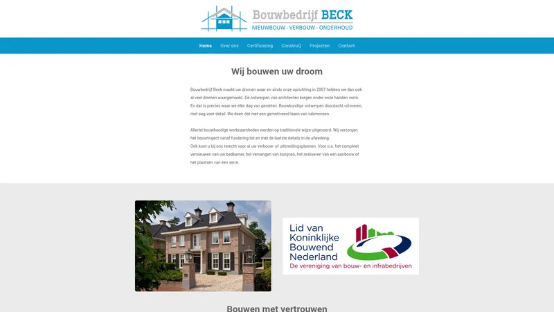 Website van Bouwbedrijf Beck