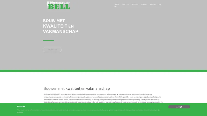 Website van Bouwbedrijf Bell B.V.