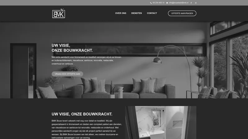 Website van Bouwbedrijf BMK