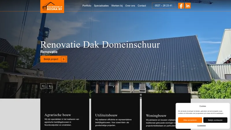 Website van Bouwbedrijf Bosma Bv