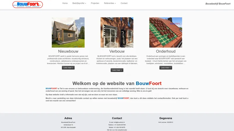 Website van Bouwbedrijf BouwFoort