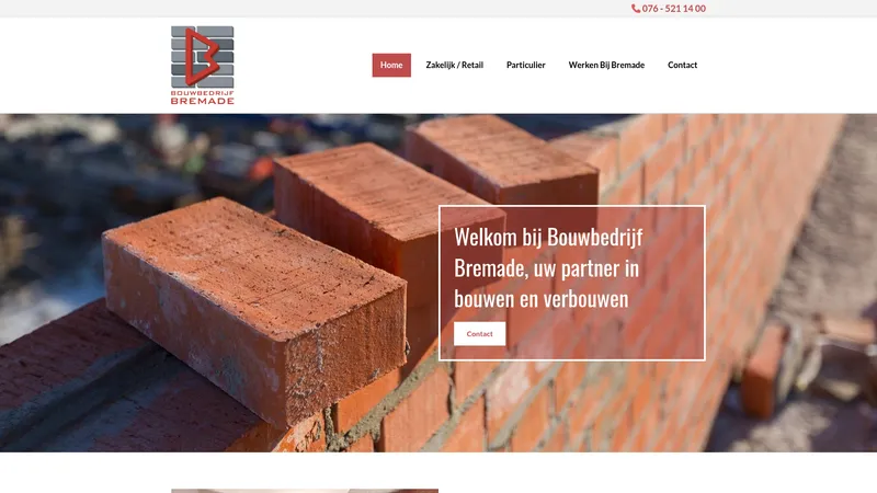 Website van Bouwbedrijf Bremade