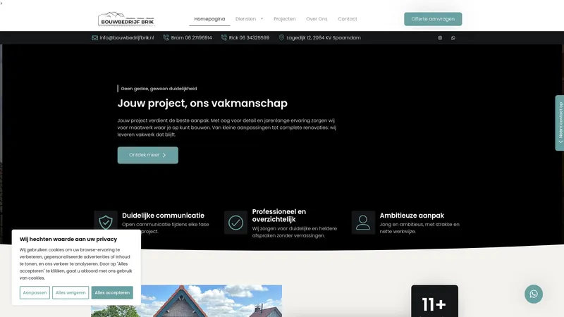 Website van Bouwbedrijf Brik
