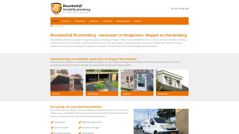Website van Bouwbedrijf Bruinenberg