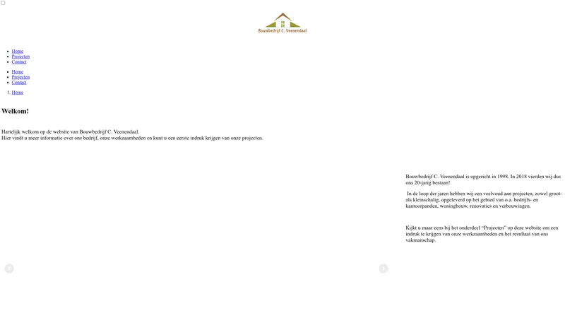 Website van Bouwbedrijf C. Veenendaal