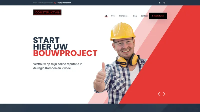 Website van Bouwbedrijf Construkt all