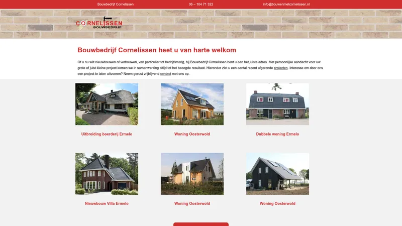 Website van Bouwbedrijf Cornelissen