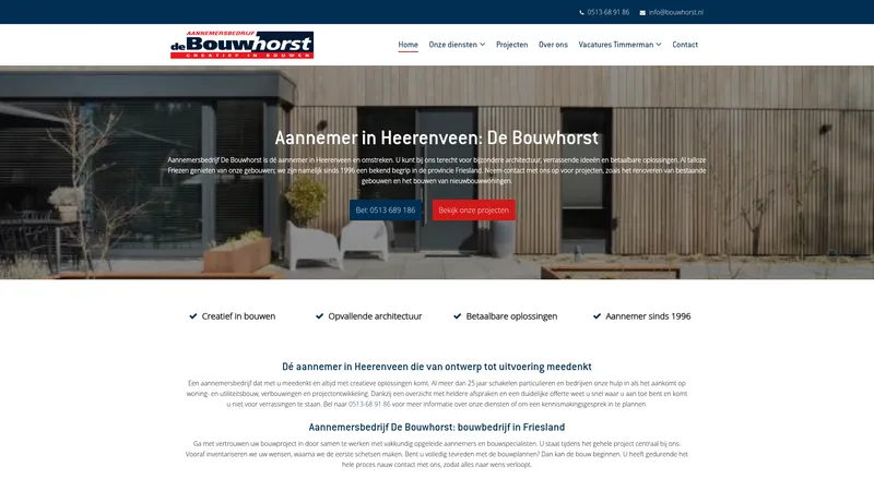 Website van Bouwbedrijf De Bouwhorst BV