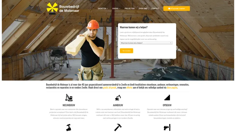 Website van Bouwbedrijf de Molenaar
