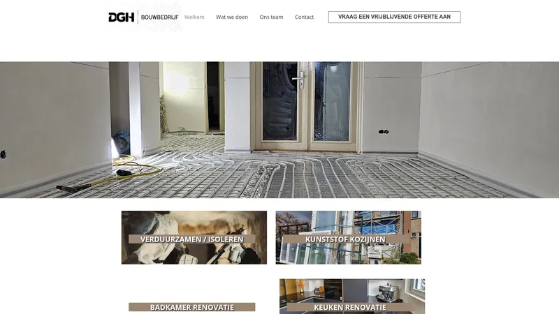 Website van Bouwbedrijf DGH - De Gouden Handjes