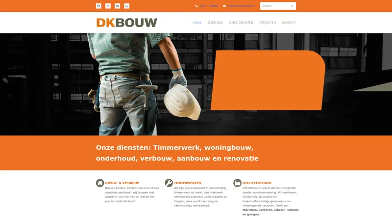 Website van Bouwbedrijf DK b.v.