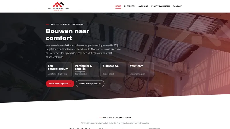 Website van Bouwbedrijf Duif