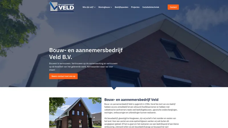 Website van Bouwbedrijf en aannemersbedrijf Veld