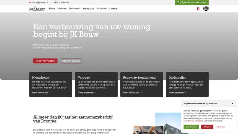 Website van Bouwbedrijf en aannemingsbedrijf John Koster