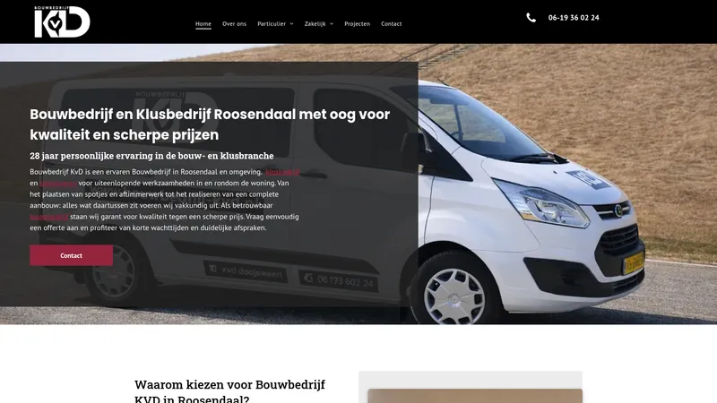 Website van Bouwbedrijf en Klusbedrijf Roosendaal | Bouwbedrijf KvD
