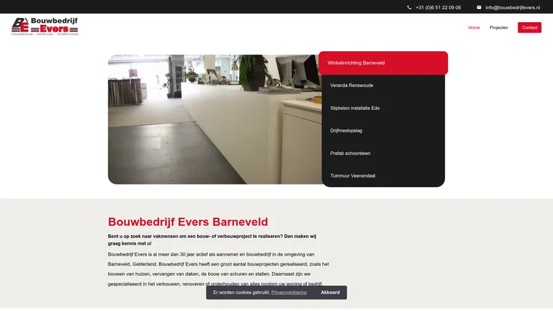 Website van Bouwbedrijf Evers