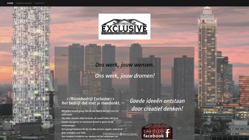Website van Bouwbedrijf Exclusive