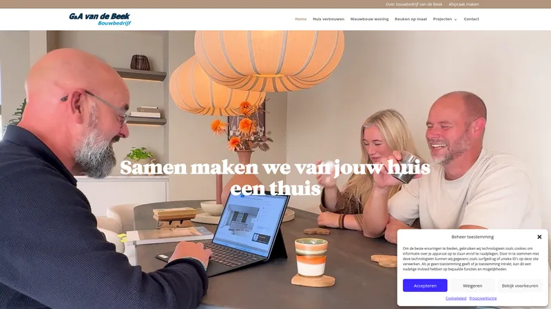 Website van Bouwbedrijf G. & A. v.d. Beek BV