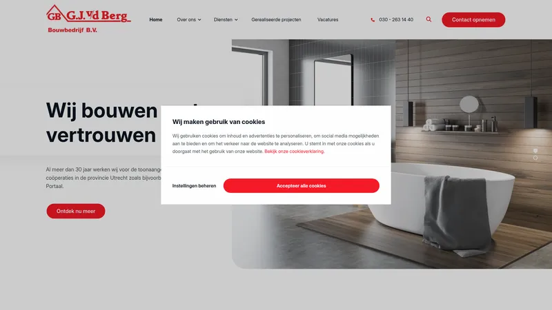 Website van Bouwbedrijf G.J. van den Berg B.V.
