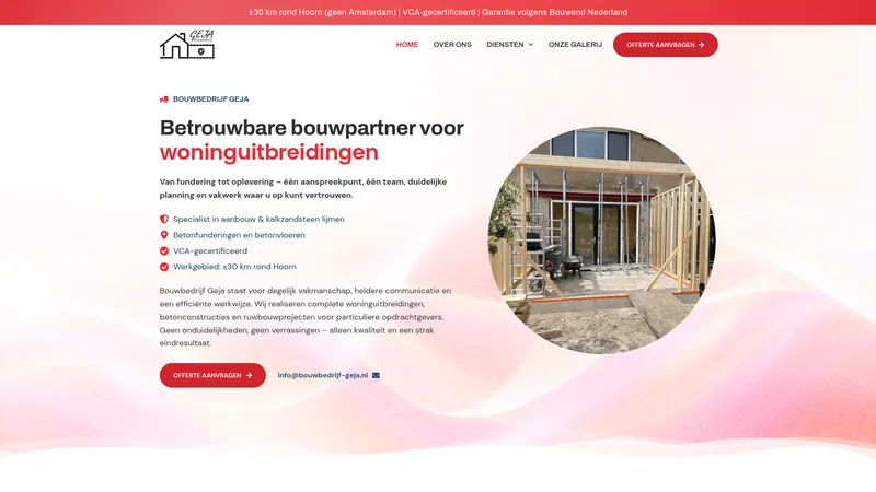 Website van Bouwbedrijf Geja