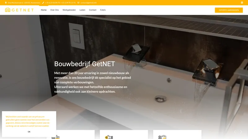 Website van Bouwbedrijf GetNET