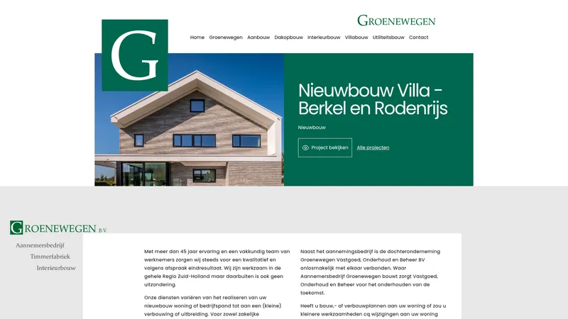 Website van Bouwbedrijf Groenewegen