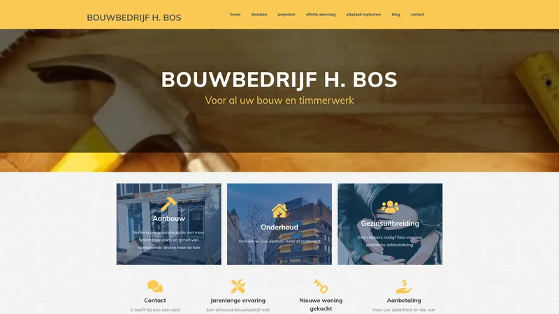 Website van Bouwbedrijf H. Bos