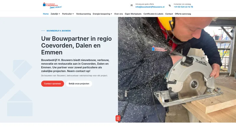 Website van Bouwbedrijf H.Bouwers B.V.