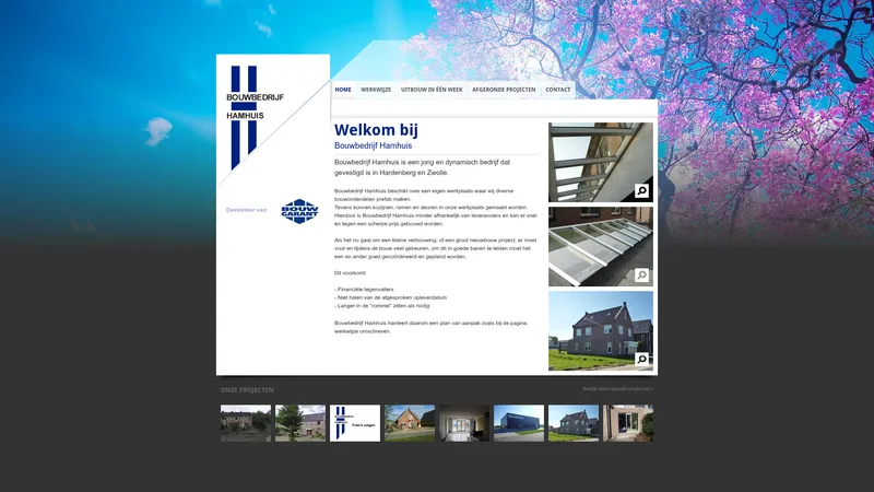 Website van Bouwbedrijf Hamhuis b.v