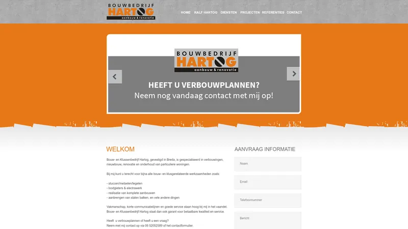 Website van Bouwbedrijf Hartog