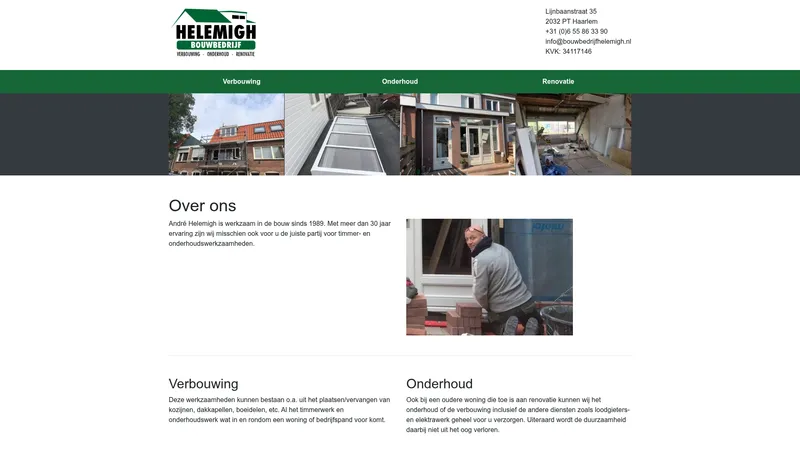 Website van Bouwbedrijf Helemigh