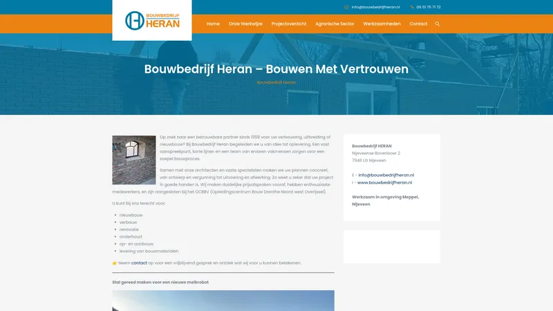Website van Bouwbedrijf Heran