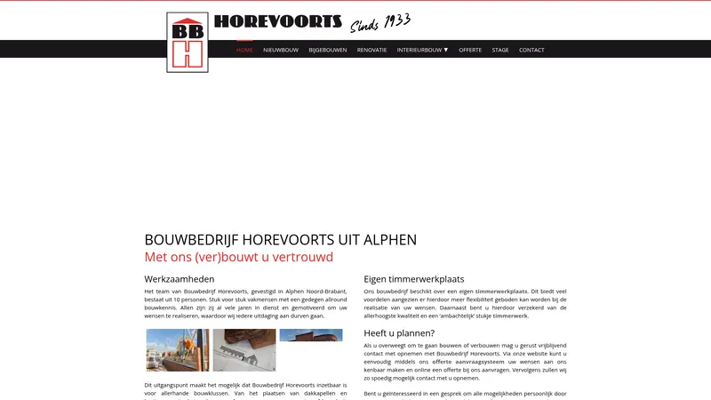 Website van Bouwbedrijf Horevoorts BV