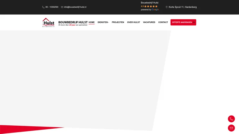 Website van Bouwbedrijf Hulst