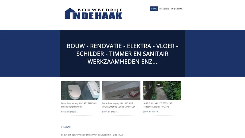 Website van Bouwbedrijf in de haak