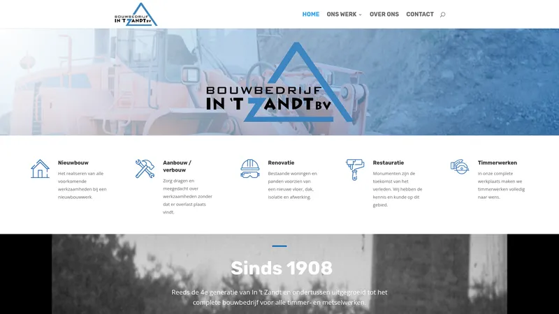 Website van Bouwbedrijf in 't Zandt B.V.