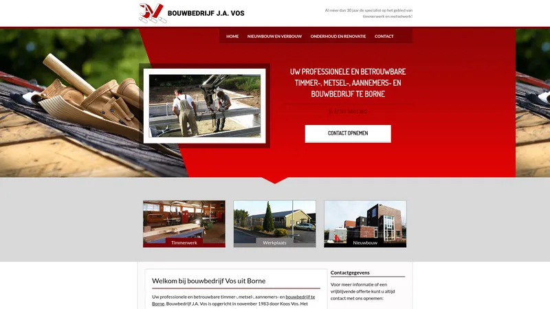Website van Bouwbedrijf J.A. Vos