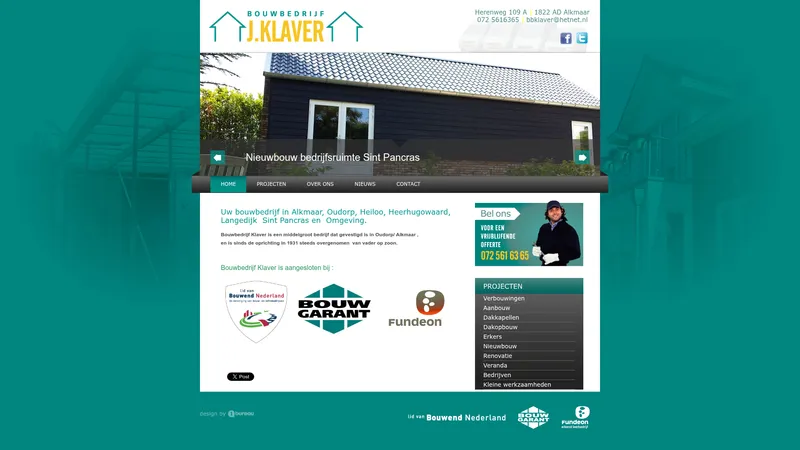 Website van Bouwbedrijf J. Klaver