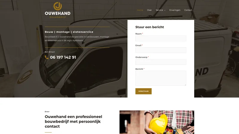 Website van Bouwbedrijf J. Ouwehand
