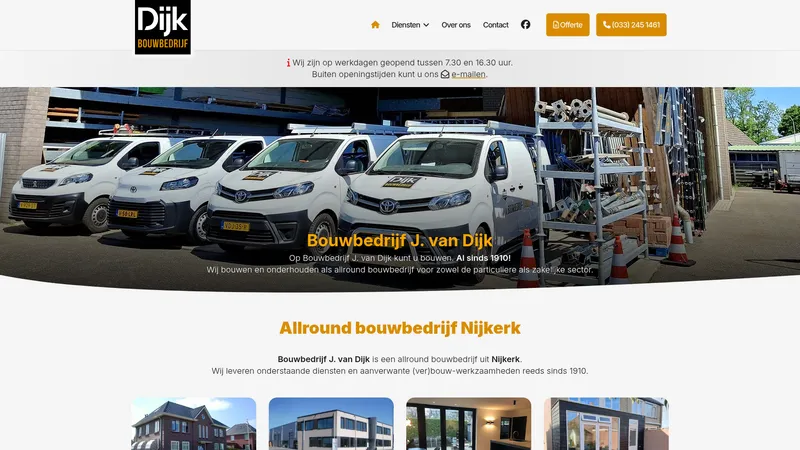 Website van Bouwbedrijf J. van Dijk B.V.