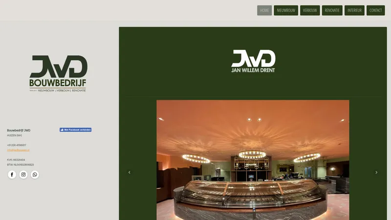 Website van Bouwbedrijf JWD