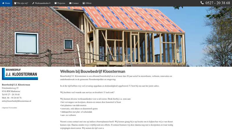 Website van Bouwbedrijf Kloosterman