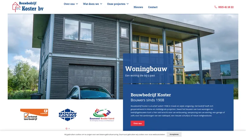 Website van Bouwbedrijf Koster