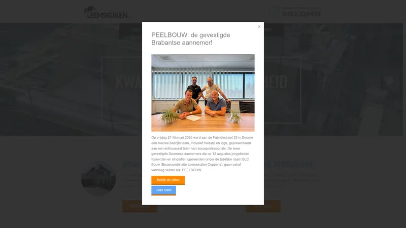 Website van Bouwbedrijf Leemskuilen B.V.