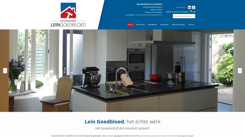 Website van Bouwbedrijf Lein Goedbloed