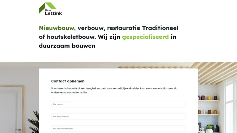 Website van Bouwbedrijf Lettink