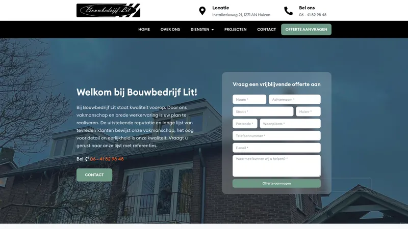 Website van Bouwbedrijf Lit