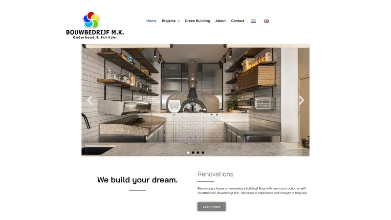 Website van Bouwbedrijf M.K.