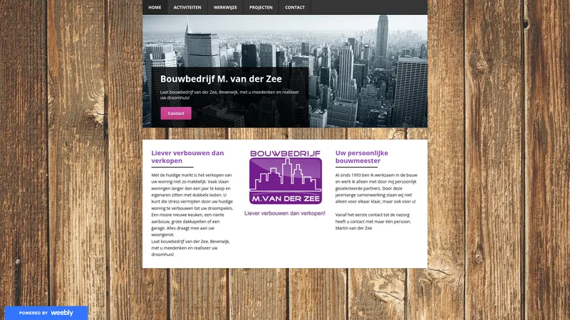 Website van Bouwbedrijf M. van der Zee